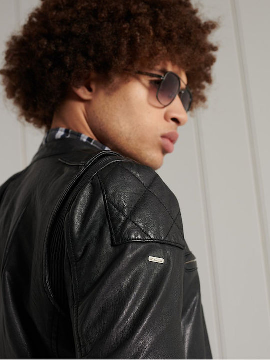 Moto Racer Lederjacke Winter Jacke Biker Schwarz