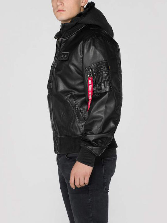 MA-1 Flight Winter Faux Leather Jacket Black