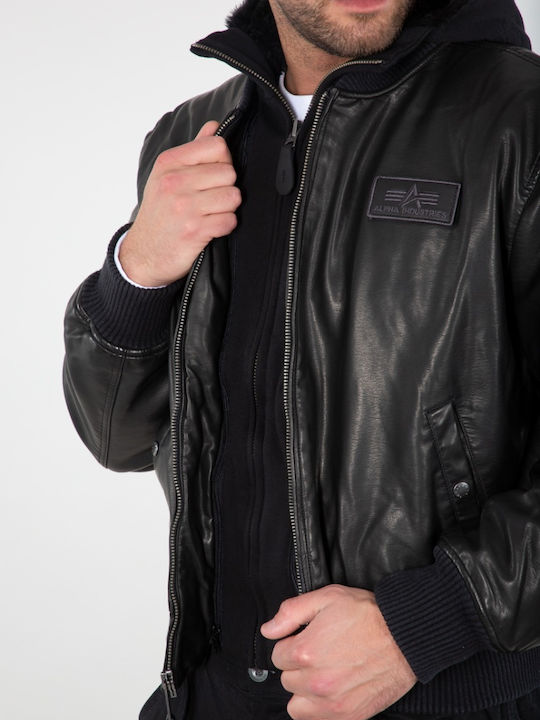 Alpha Industries MA-1 Flight Winter Faux Leather Jacket Black