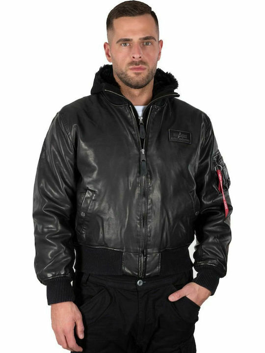 MA-1 Flight Winter Faux Leather Jacket Black
