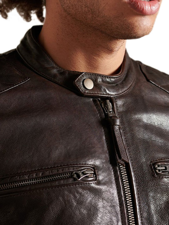 Moto Racer Lederjacke Jacke Biker Chocolate