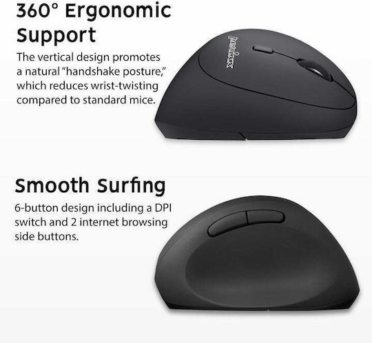 Perixx Perimice-719 Kabellos Ergonomisch Vertikal Maus Schwarz