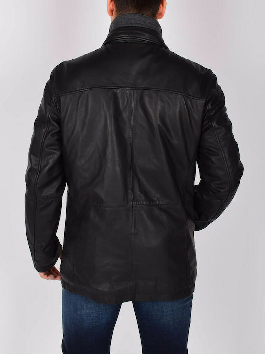 Guy Laroche 741 Men's Winter Leather Jacket Black