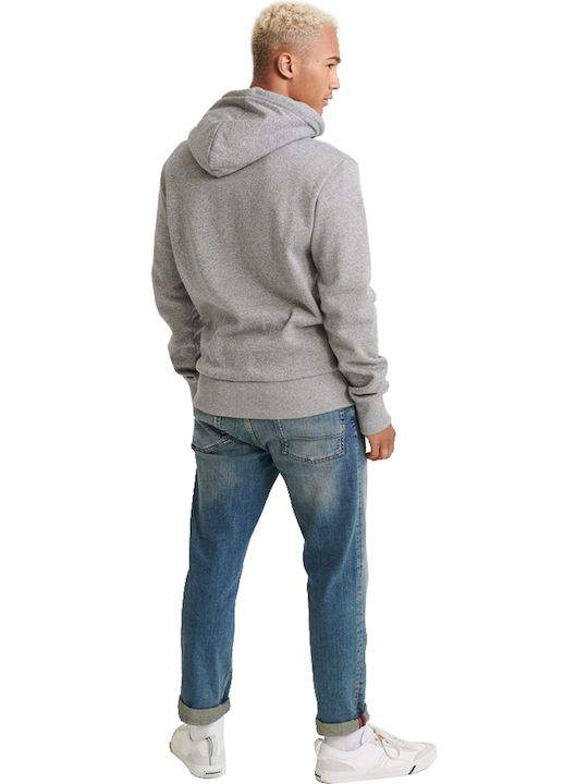 Superdry Sweat Shop Embossed Men's Sweatshirt with Hood and Pockets Gray