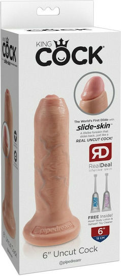 King Cock Uncut Ρεαλιστικό Dildo με Βεντούζα Light 15cm