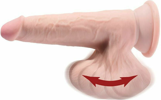 King Cock Triple Density Ρεαλιστικό Dildo με Όρχεις και Βεντούζα Flesh 15cm