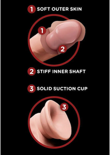 King Cock Triple Density Ρεαλιστικό Dildo με Όρχεις και Βεντούζα Flesh 15cm