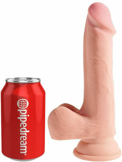 King Cock Triple Density Реалистично дилдо с Топки и Вендуза Телесен 20см
