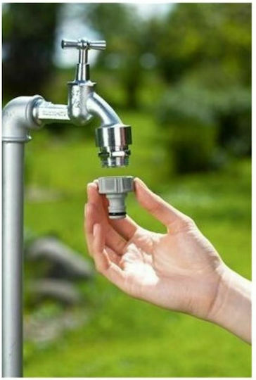 Gardena 18221-50 Ρακόρ Βρύσης και με Σπείρωμα 3/4" με Αρσενικό-Αρσενικό Σπείρωμα 26.5mm Γκρι