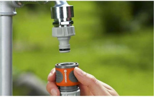 Gardena 18221-50 Ρακόρ Βρύσης και με Σπείρωμα 3/4" με Αρσενικό-Αρσενικό Σπείρωμα 26.5mm Γκρι