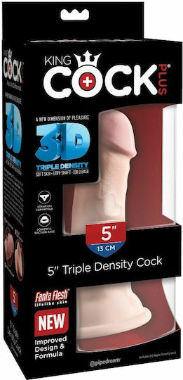 King Cock Triple Density Ρεαλιστικό Dildo με Όρχεις και Βεντούζα Flesh 13cm