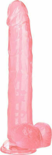 Calexotics Size Queen Dildo Glass Dildo with Balls and Suction Cup Pink 25cm