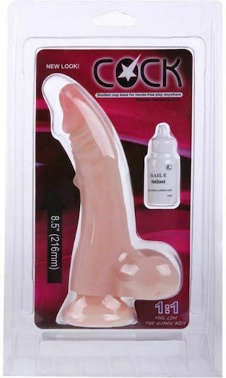 Baile Dildo realist cu Testicule și Ventuză Flesh 21.6cm