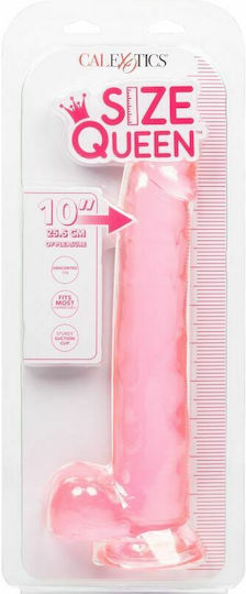 Calexotics Size Queen Dildo Glass Dildo with Balls and Suction Cup Pink 25cm