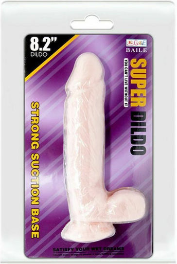 Baile Super Dildo realist cu Testicule și Ventuză Flesh 20.8cm