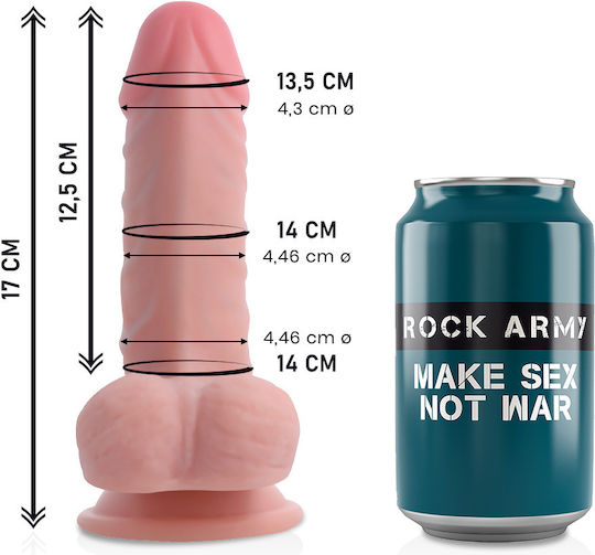 Rock Army Glass Dildo with Balls and Suction Cup Flesh 17cm
