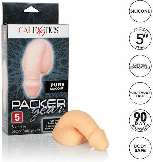 Calexotics Packer Gear Silicone Packing Penis Реалистично дилдо с тестиси Слонова кост 12.75см