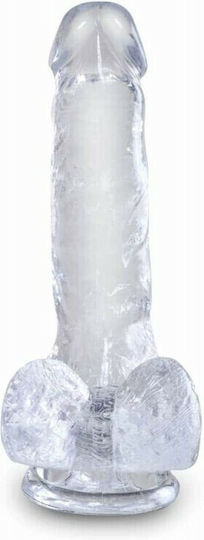 King Cock Clear Realistic Dildo with Scrotum & Suction Cup Transparent 15cm