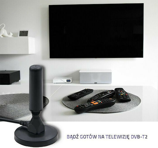 Qoltec 57016 DVB-T2 57016 Indoor TV Antenna (Does not Require Power Supply) Black