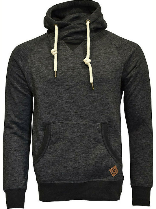 Body Action Men's Sweatshirt with Hood and Pockets Black