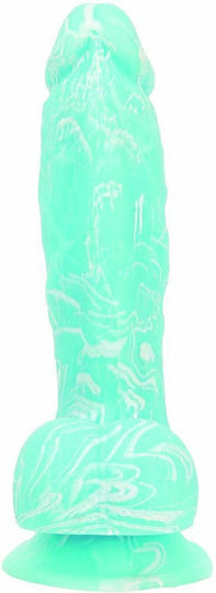 Addiction Luke Glow In The Dark Dildo Dildo realist cu Testicule și Ventuză Albastru 19cm