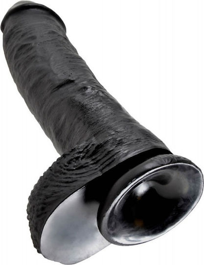 King Cock Ρεαλιστικό Dildo με Όρχεις και Βεντούζα Μαύρο 25cm