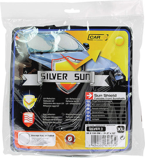Auto Gs Internal Car Windshield Sunshade Silver Sun XL 150x80cm
