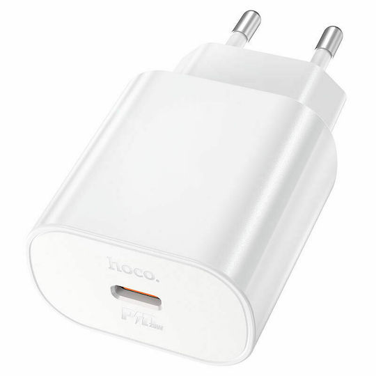 Hoco Charger Without Cable with USB-C Port 25W Power Delivery Whites (N22 Jetta)
