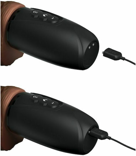 King Cock Triple Threat Realistic Vibrator Thrusting Cock with Balls 19cm Brown
