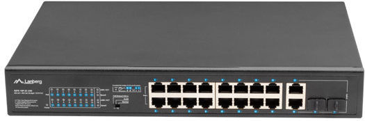 Lanberg RSFE-16P-2C-250 Unmanaged L2 PoE+ Switch με 16 Θύρες Gigabit (1Gbps) Ethernet και 2 SFP Θύρες