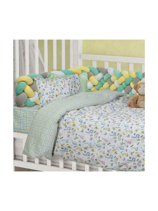 Das Home Baby Sheets Set Crib Cotton Blue - Green 130x170cm 3pcs