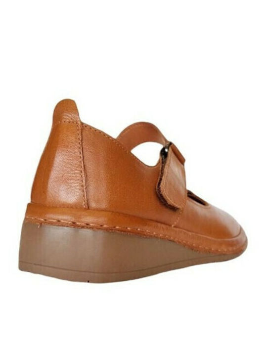 Lederne Damen Ballerinas in Tabac Braun Farbe