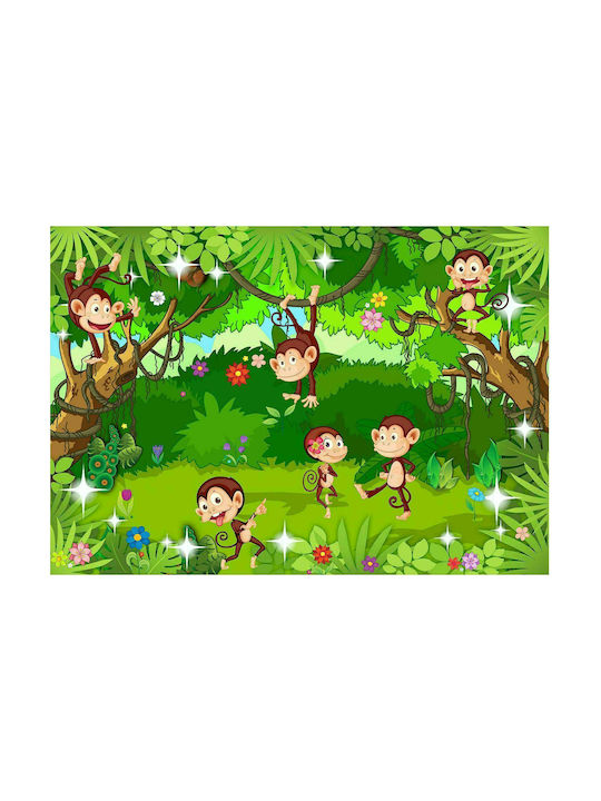 Polihome Peel & Stick Kids Wallpaper Monkey Tricks L245xH175cm