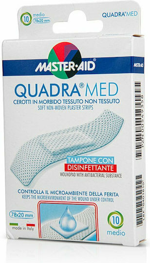 Master Aid Plasturi Autoadezivi Quadra Med Îngustă 78x20mm 10buc