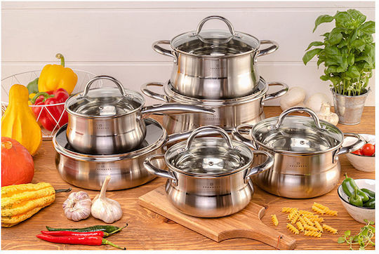 Edenberg Cookware Set Stainless Steel Silver 6 Pieces