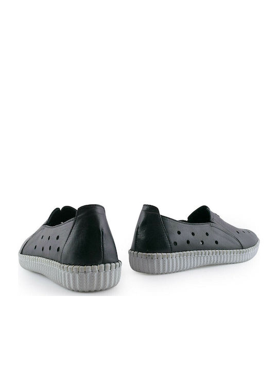 Ανατομικά Γυναικεία Slip-On Δερμάτινα Μαύρα