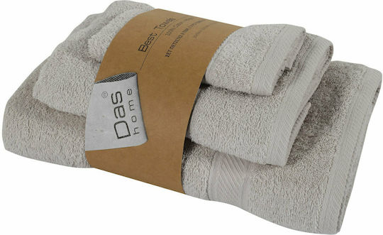 Das Home Комплект Кърпи за Баня 3бр Best 0596 Grey / Ecru Тегло 480гр/кв.м