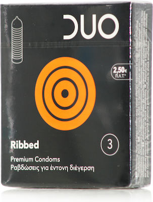 Duo Ribbed Condoms 3pcs