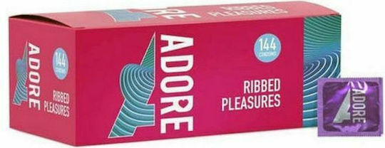 Pasante Προφυλακτικά Adore Ribbed Pleasure 144τμχ 52mm με Ραβδώσεις