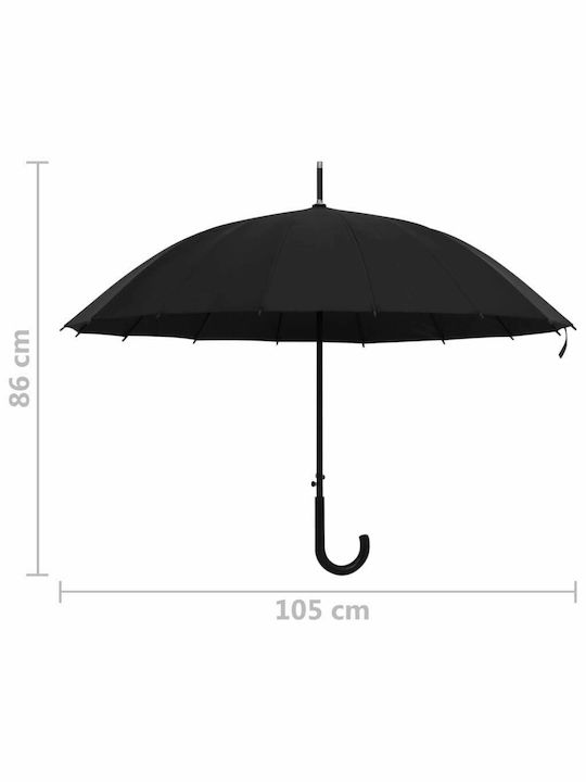 vidaXL Automatic Umbrella with Walking Stick Black