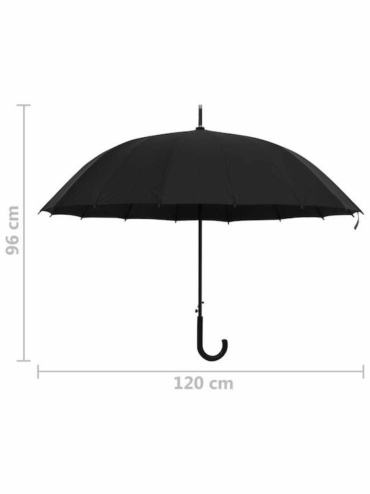 vidaXL Automatic Umbrella with Walking Stick Black