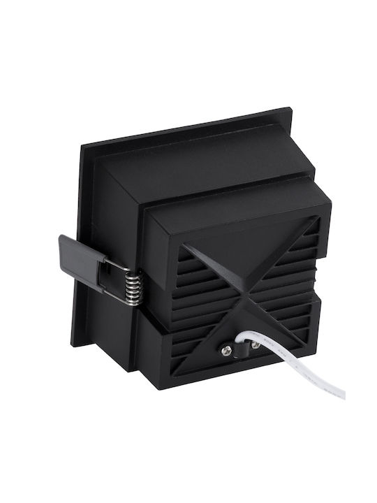 GloboStar Pluto B Square Metallic Recessed Spot with Integrated LED and Warm White Light Black 10.4x10.4cm. 1pcs