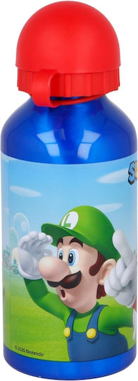 Stor Kids Aluminium Water Bottle Set Super Mario with Pop-Up Cap 400ml (Various Designs/Colours)