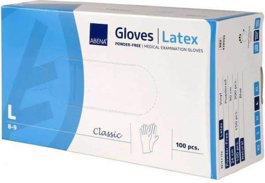 Abena Classic Γάντια Λάτεξ Χωρίς Πούδρα σε Μπλε Χρώμα 100τμχ
