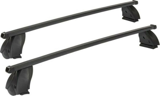 Cam Cam Metallic Car Roof Bars 112cm for Alfa Romeo Alfa 147 3D Set with Roof Rack Legs Black