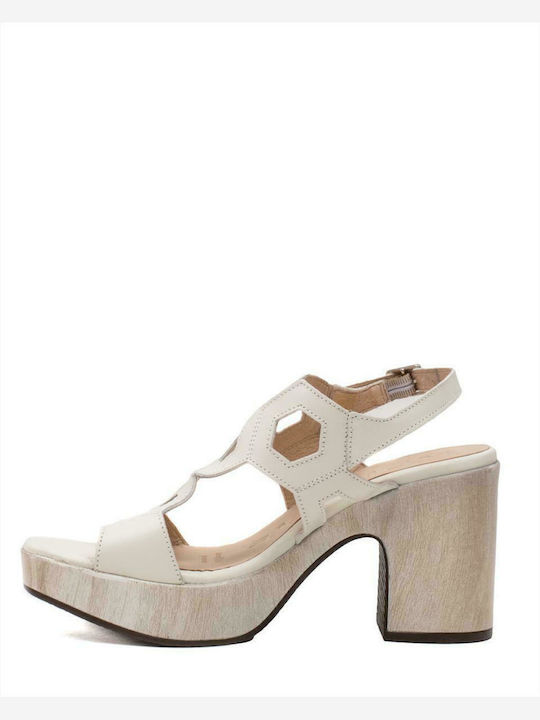 Wonders Platform Leather Women's Sandals White