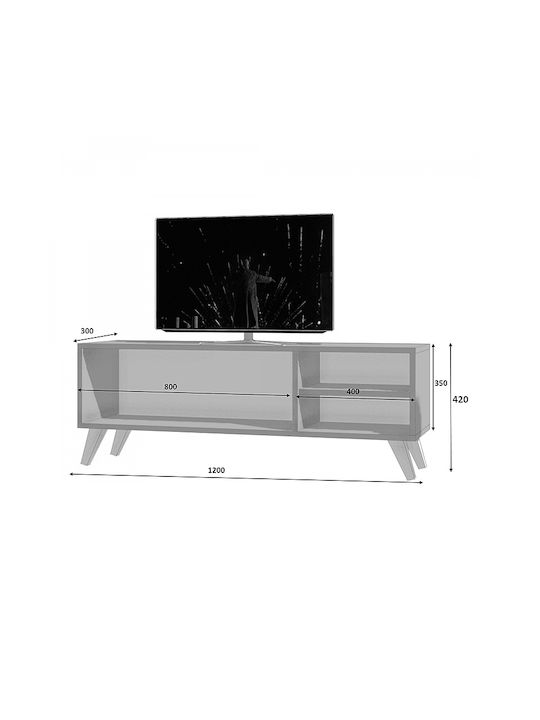 TV Stand Space White L120xD35xH42cm