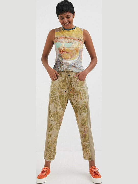 Self-portrait Artwork Γυναικείο Καλοκαιρινό Crop Top Αμάνικο Κίτρινο