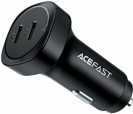 Acefast B2 Car Charger 72W Fast Charging with Ports 2xUSB Black Color