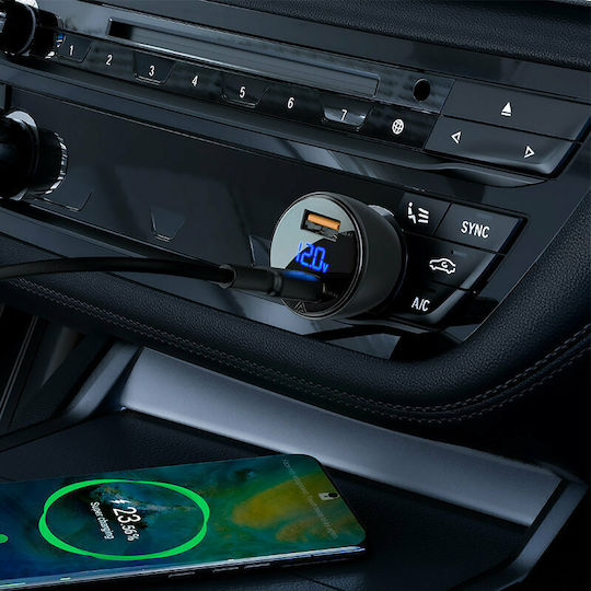 Acefast B7 Car Charger 45W 3A Fast Charging with Ports 2xUSB Black Color